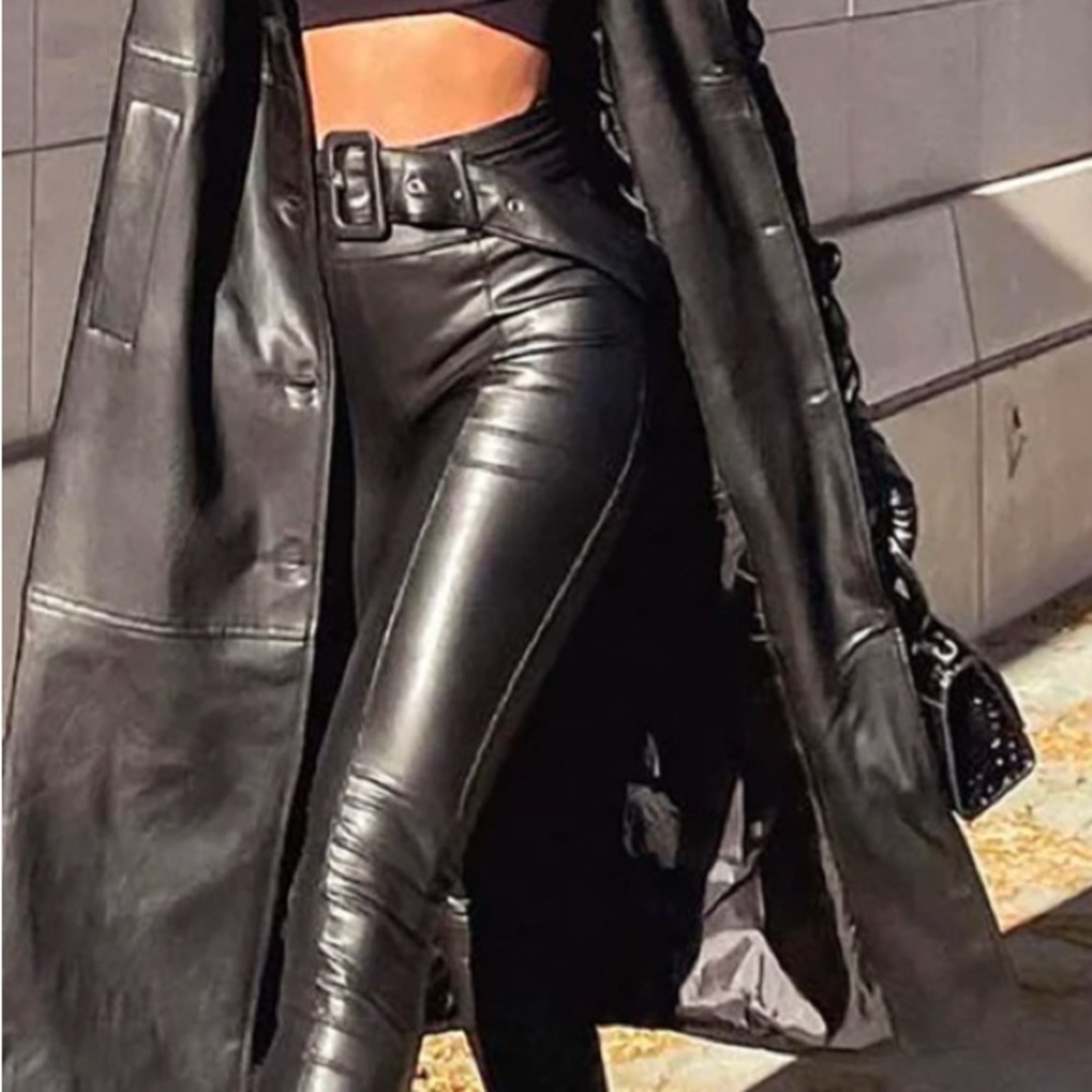 Black Leather Trench Coat